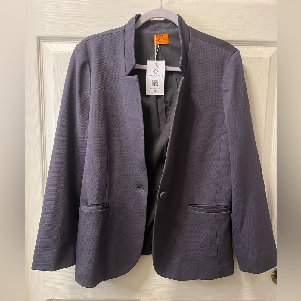 Mary Crafts‎ Women’s Grey Lined Blazer Sz 12